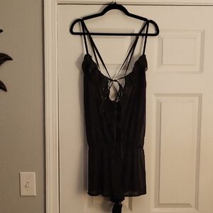 Cacique Black Sheer Lace Romper